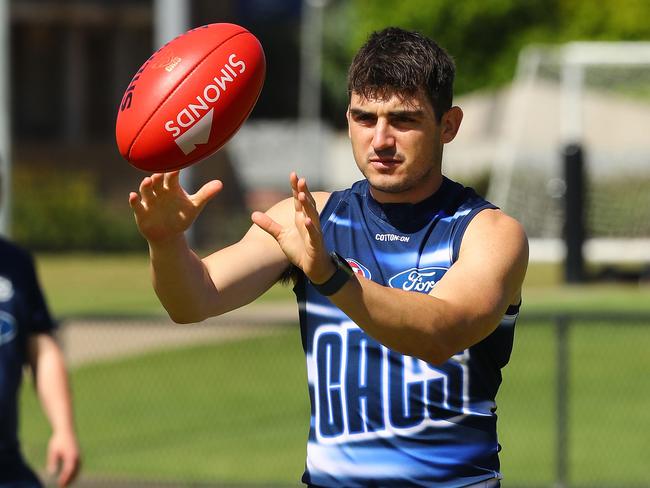 Shaun Mannagh at Geelong Cats training. Picture: Alison Wynd