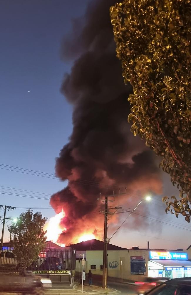 The factory fire in Blair Athol. Picture: Mitch Mott