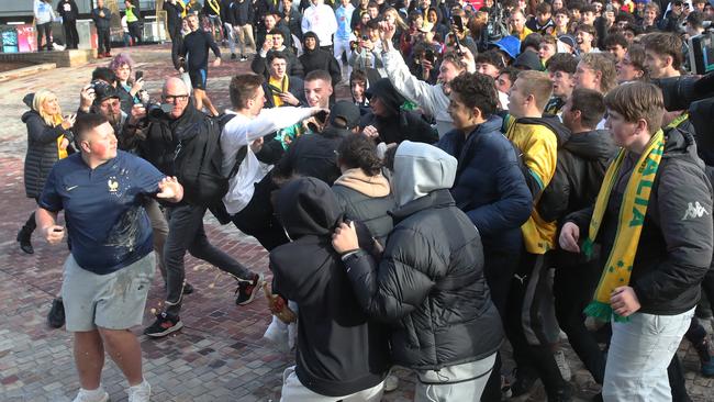 Fans take their frustration out on French supporters. Picture: NCA NewsWire / David Crosling