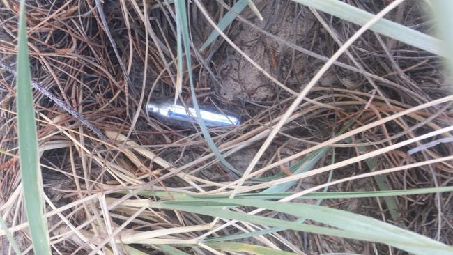 Canister found on the sand dunes on the Gold Coast. Picture: Nic McElroy