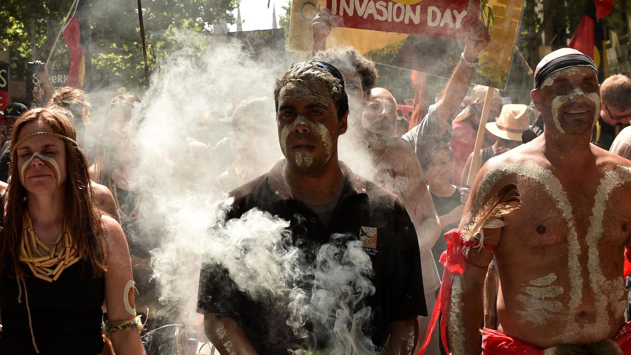 Invasion Day protesters from the rally in 2018. Picture: Peter Parks