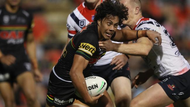 Jarome Luai played a role in four of Penrith’s five tries. Picture: Brett Costello