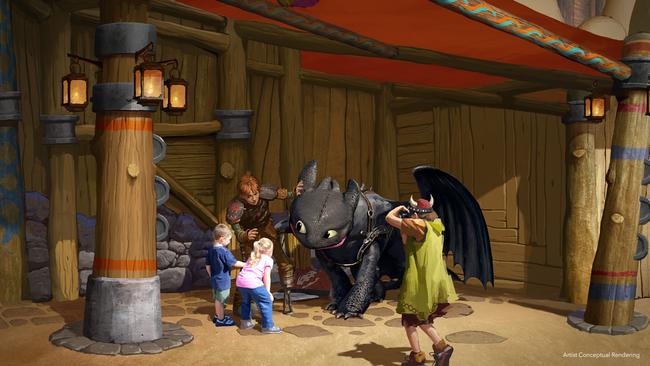 Guests can visit the Haddock Paddock to meet both Hiccup and Toothless. Photo: Universal Epic Universe