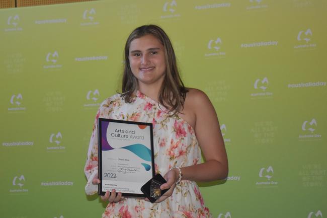 Art and Culture Award winner Charli Bliss at the Mackay Australia Day awards at the MECC on January 25, 2022. Picture: Lillian Watkins