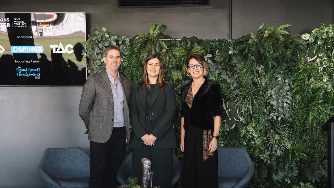 Give Where You Live chief executive Zac Lewis, Brittany Higgins and former ABC journalist Kerrian Campbell-Jones. Picture: Jane Fitzgerald Photography