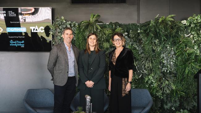 Give Where You Live chief executive Zac Lewis, Brittany Higgins and former ABC journalist Kerrian Campbell-Jones. Picture: Jane Fitzgerald Photography