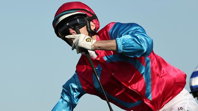 KEMBLA GRANGE, AUSTRALIA - NOVEMBER 23: Blake Spriggs riding Headwall wins Race 9 Snap Print Solutions Wollongong The Warra during 