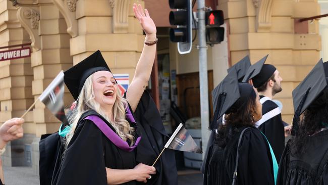 UTAS graduates taking part in the Town and Gown ceremony in Launceston. Picture: Justin Lemmon.