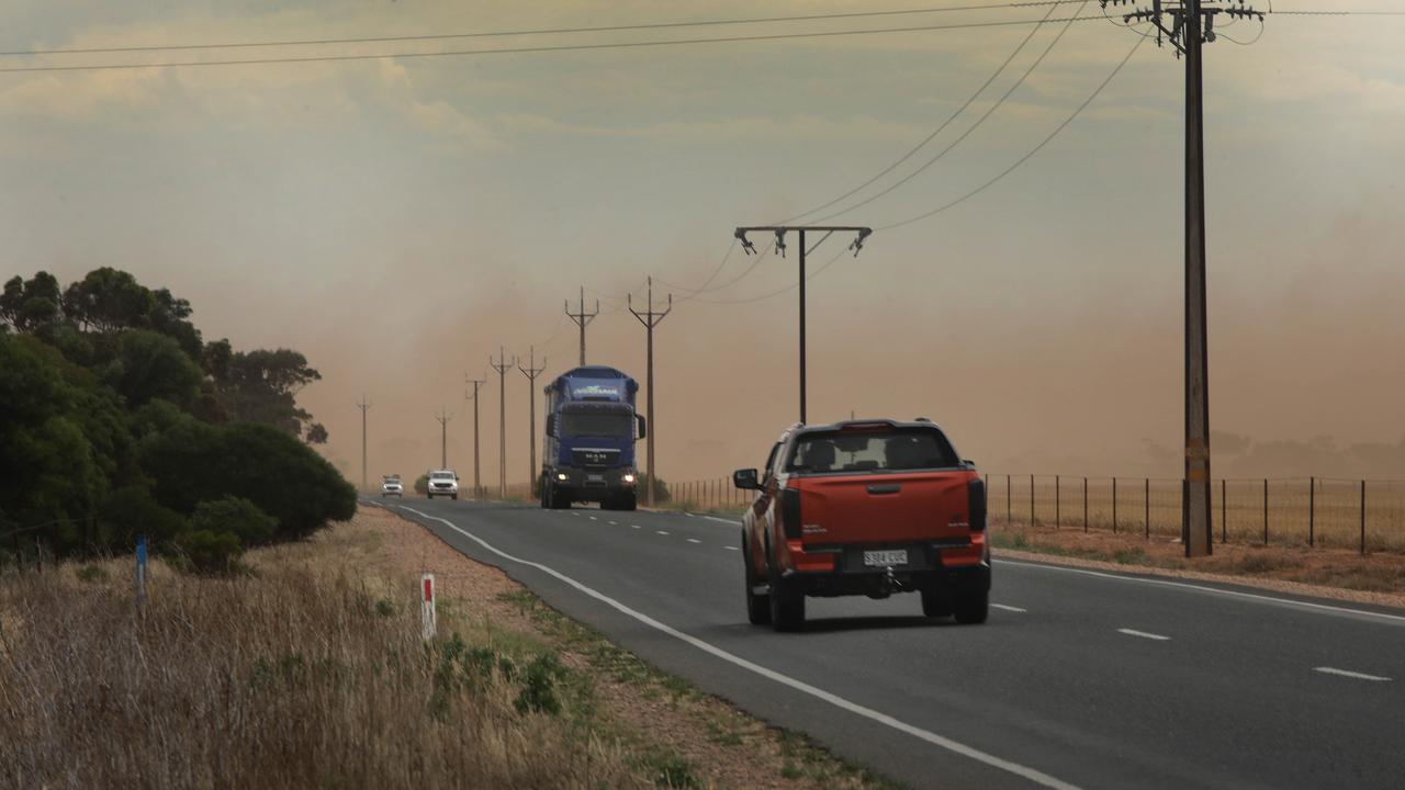 Strong winds create a dust storm near Balaklava on Friday. Picture: Dean Martin