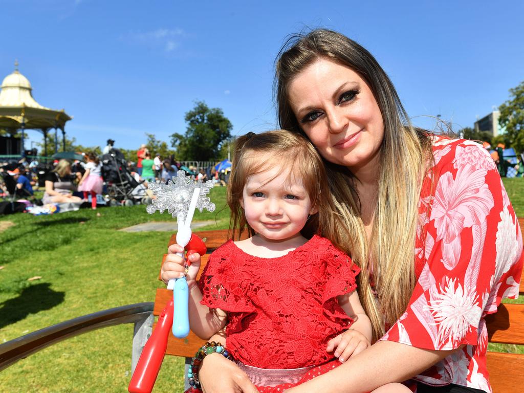 Angela Kerridge and Sienna at the 2019 Elder Park Carols by Candlelight. Picture: AAP / Keryn Stevens