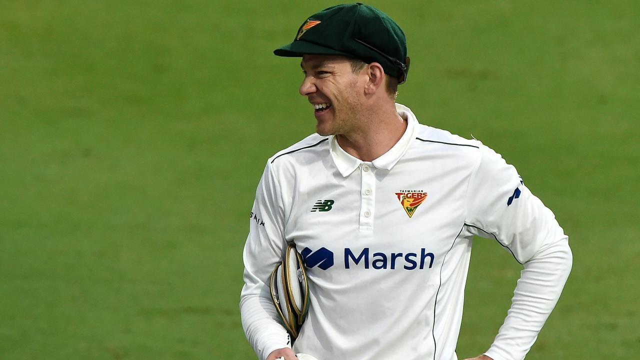 A contented Tim Paine during his comeback to Sheffield Shield cricket a couple of weeks ago.