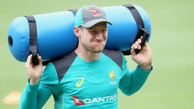 Cameron Bancroft putting in the hard yards at the Gabba on Tuesday ahead of the first Ashes Test.