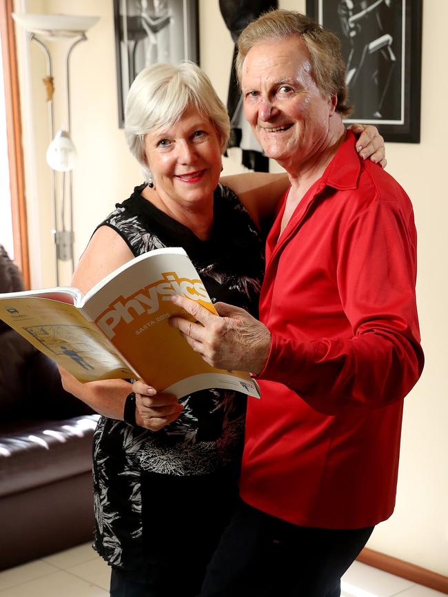 Roger Spence with partner Dru Evans. At 73, Roger is the oldest in the state to complete the SACE this year. Picture: Calum Robertson