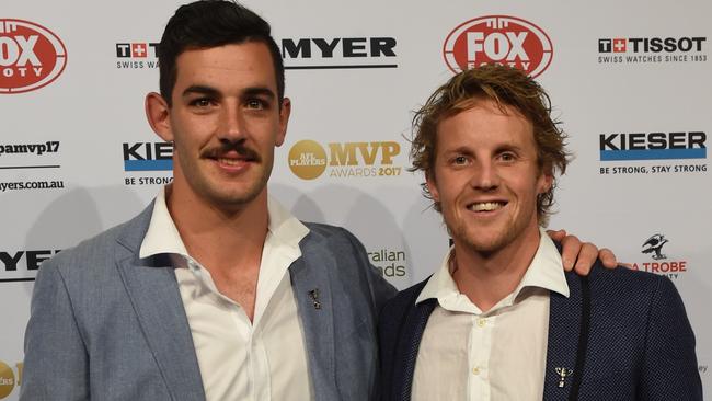 Taylor Walker and Rory Sloane at the AFLPA MVP awards. Picture: Tony Gough