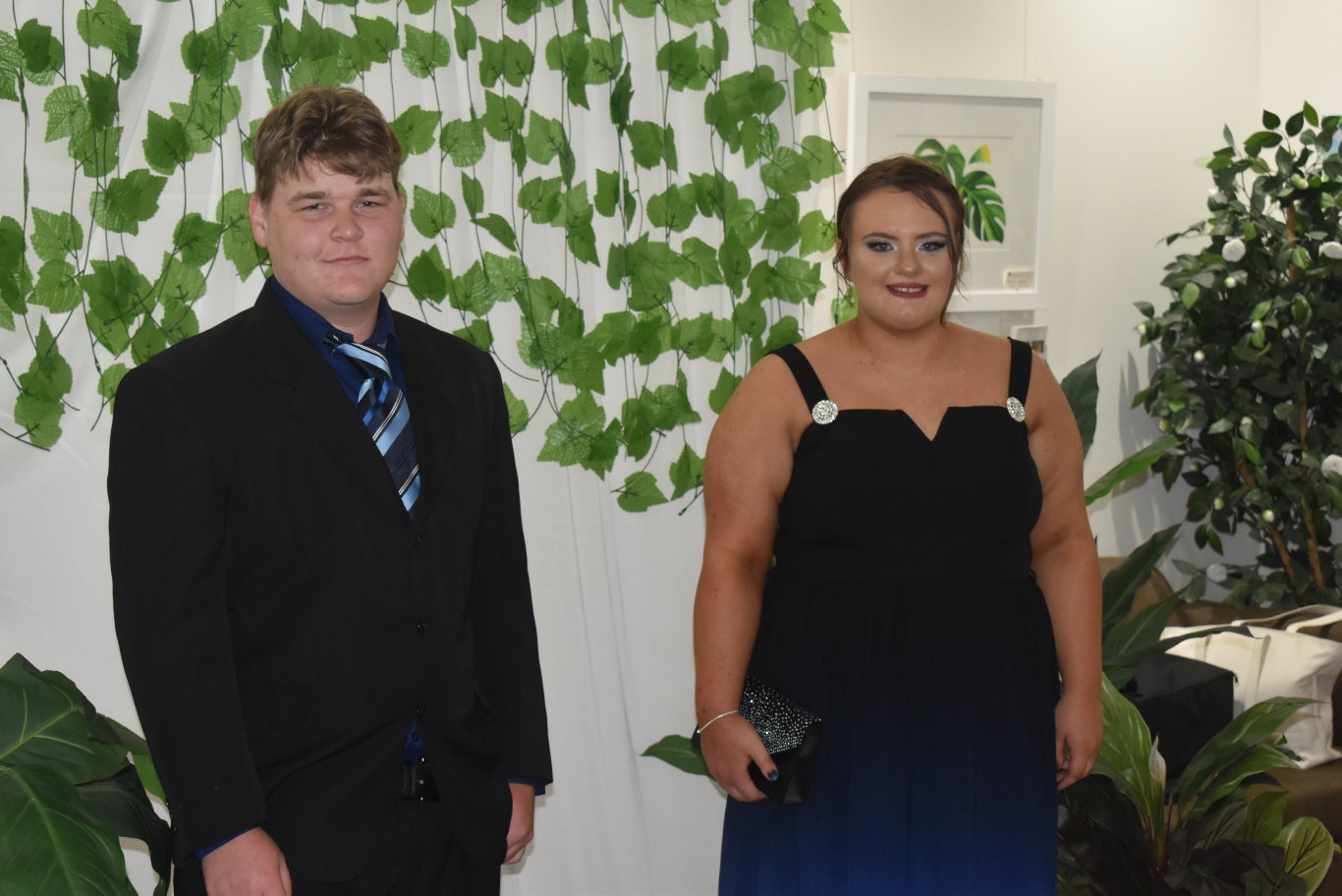 <p>Maddison Kirstenfeldt and Bo Loweke arrive at the St James Lutheran College formal at the Oaks Hervey Bay Resort.</p>