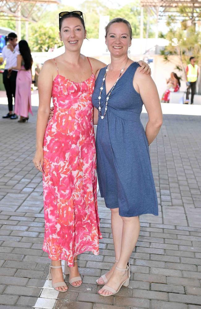 Bianca Manski and Anne-Maree Denysschen out and about at Corbould Park for the Melbourne Cup Race Day in Caloundra. Picture: Patrick Woods.