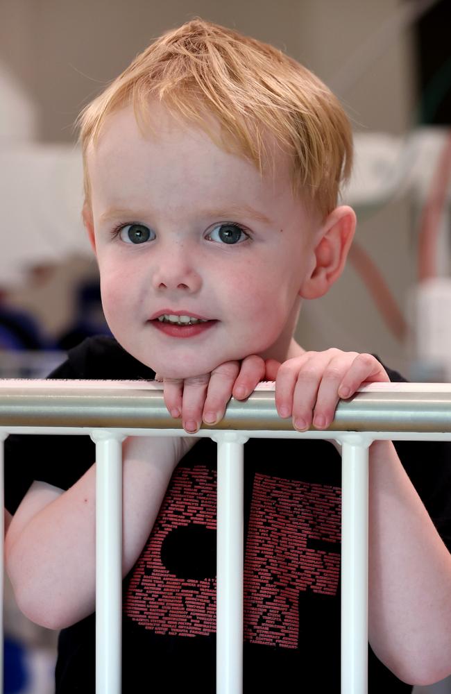 Ollie, 3, from Ballarat was three weeks’ old when his parents discovered he had cystic fibrosis. Picture: David Caird