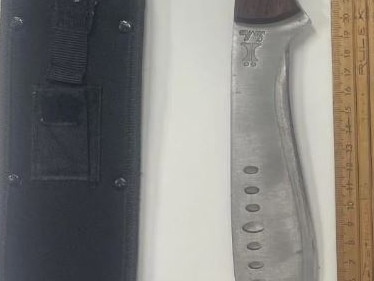 A hunting knife seized during Operation Bushay in Kingaroy on April 8, 2025. Photo credit: QPS Media