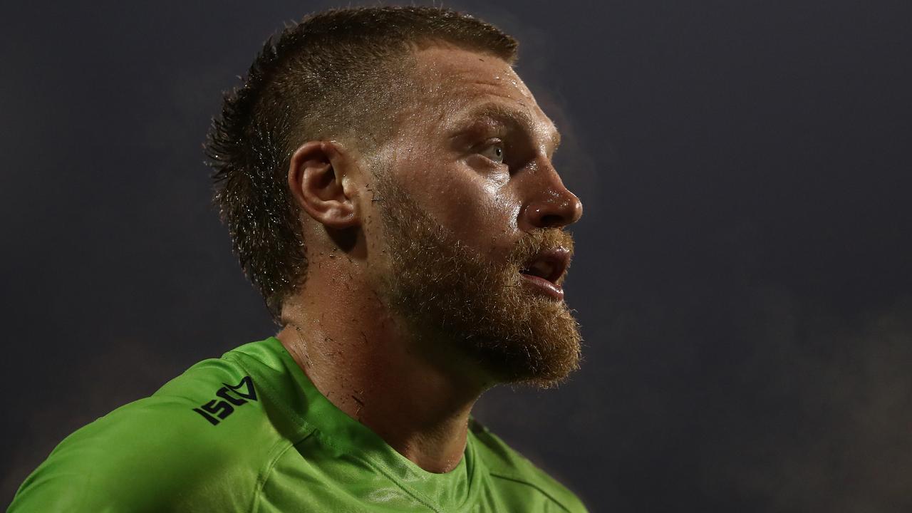 Elliott Whitehead of the Raiders during the Round 5 NRL match between the Wests Tigers and the Canberra Raiders at Campbelltown Stadium in Sydney, Saturday, June 13, 2020. (AAP Image/Brendon Thorne) NO ARCHIVING, EDITORIAL USE ONLY
