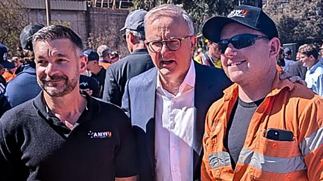 WHYALLA, AUSTRALIA - NewsWire Photos - 20 FEBRUARY, 2025: Australian Prime Minister Anthony Albanese is pictured visiting with workers at Whyalla Steelworks in South Australia. Picture: NewsWire / Tim Joy