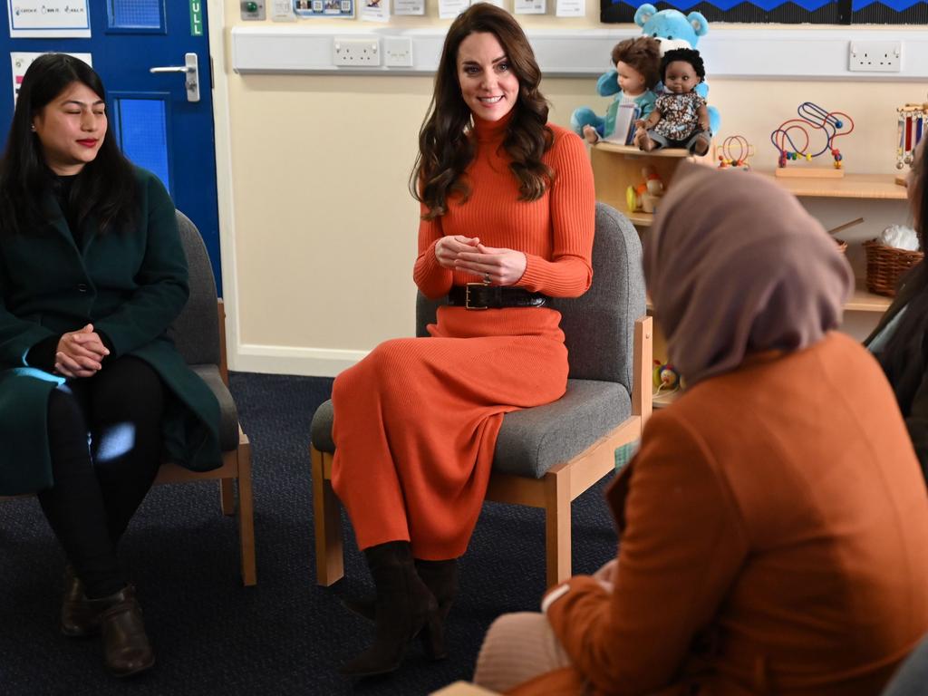 The Princess of Wales talks with parents during her visit. Picture: Getty Images