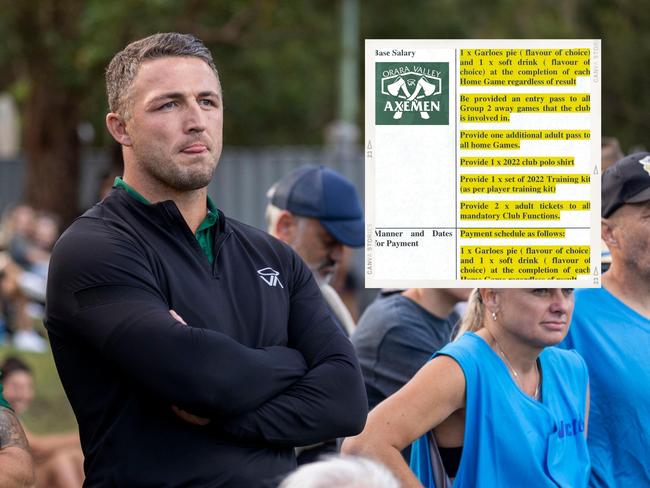 Sam Burgess is paid a pie and a coke per match.