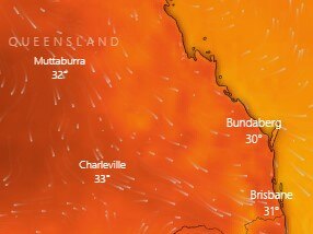 Temperatures expected to soar across Queensland (Photo: Windy.com)