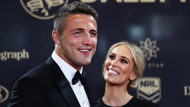 Sam Burgess and then wife, Phoebe Burgess, in 2016. Picture: Getty Images