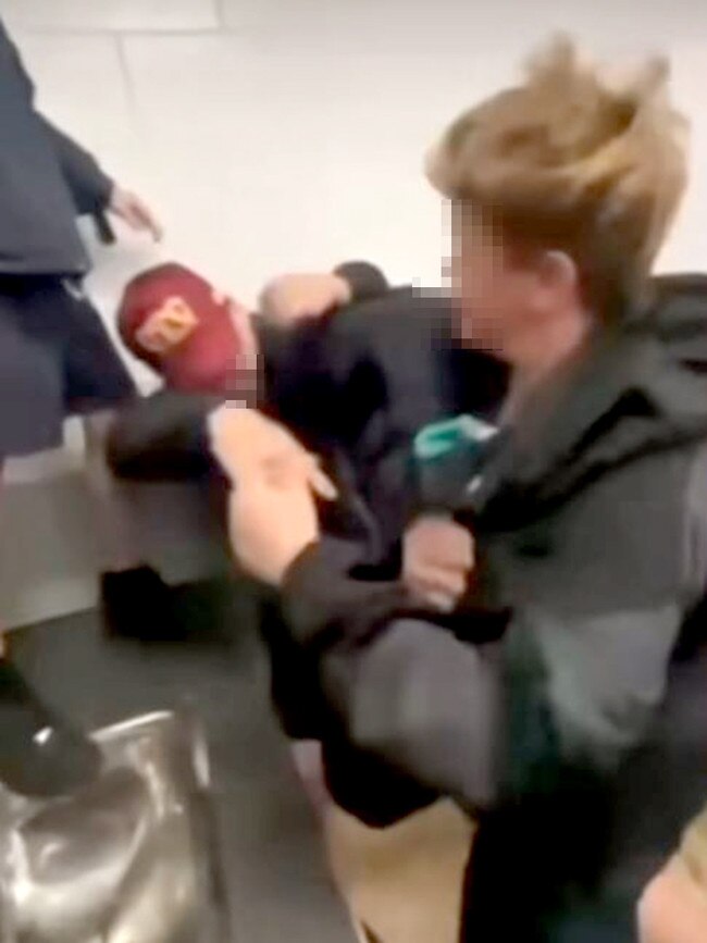 Students fighting at Beaudesert State High School. Picture: Supplied