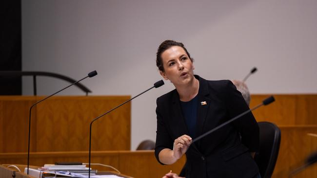 Opposition Leader Lia Finocchiaro in NT parliament on Tuesday, August 29 2023. Picture: Pema Tamang Pakhrin