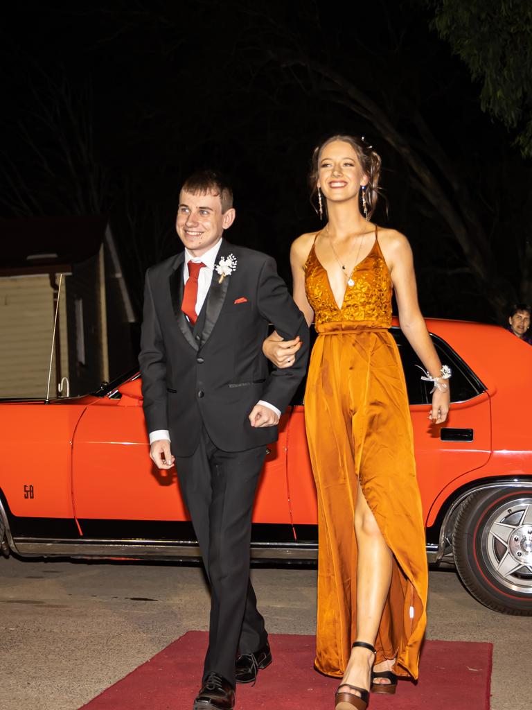 Blake Millard and Lucy Jackson arriving at the 2021 Scots PGC College Cardinal. Photo Jedd Johnstone / The J’taime