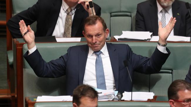 Tony Abbott during Question Time in the House of Representatives Chamber at Parliament on Monday. Picture: Kym Smith