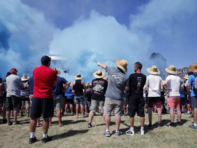 The Burnout competition at the festival. The annual Street Machine Summernats Car Festival began in Canberra with thousands of car enthusiasts expected to attend the event over the four days. Picture: Gary Ramage/ News Corp Australia