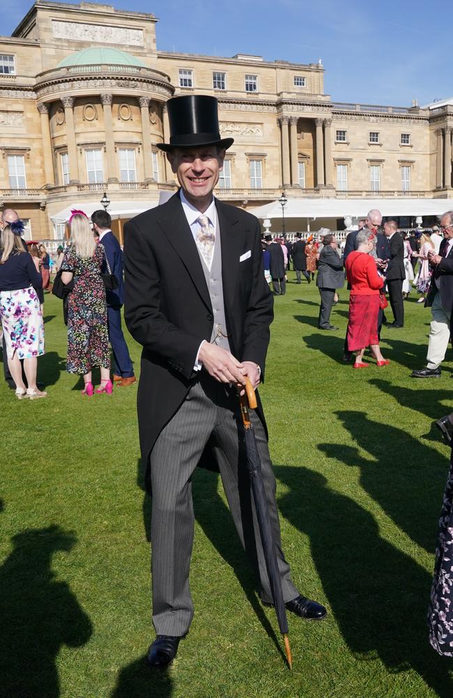 Prince Edward was all smiles during a garden party at Buckingham Palace. Picture: Getty Images