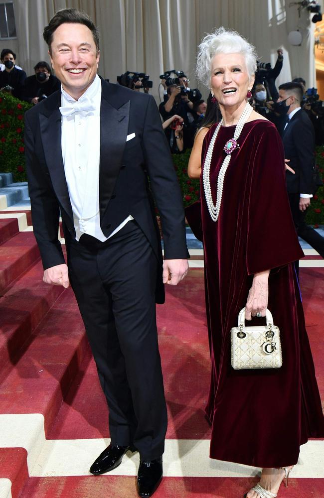 SpaceX CEO Elon Musk and brought his mother, supermodel Maye Musk to the Met Gala. Picture: Angela Weiss / AFP.