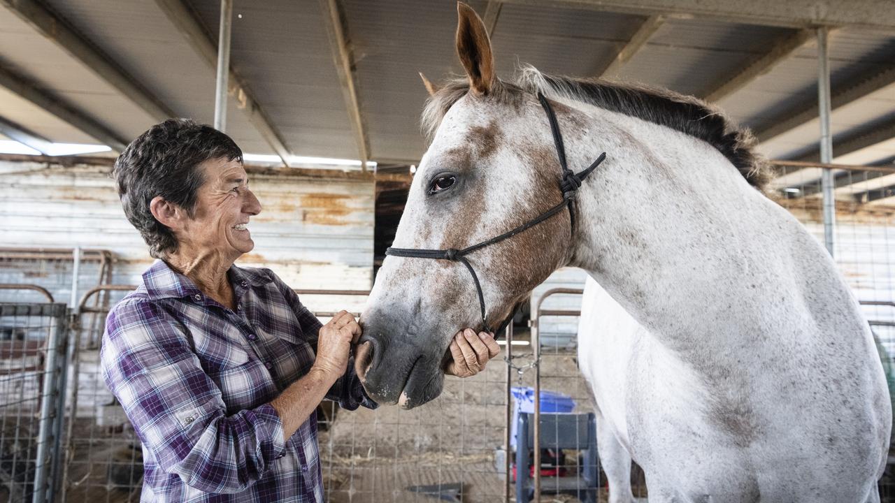 Cancer survivor Jodi Thomas at home with her horse Nulla, Monday, February 27, 2023. Picture: Kevin Farmer