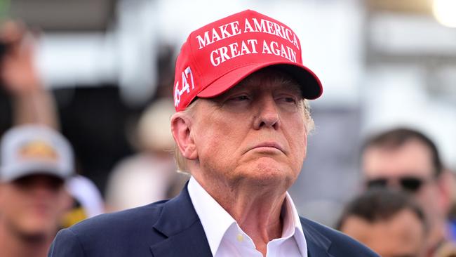 Former US president and Republican presidential candidate Donald Trump at a NASCAR race in North Carolina on Sunday. Picture: Getty Images