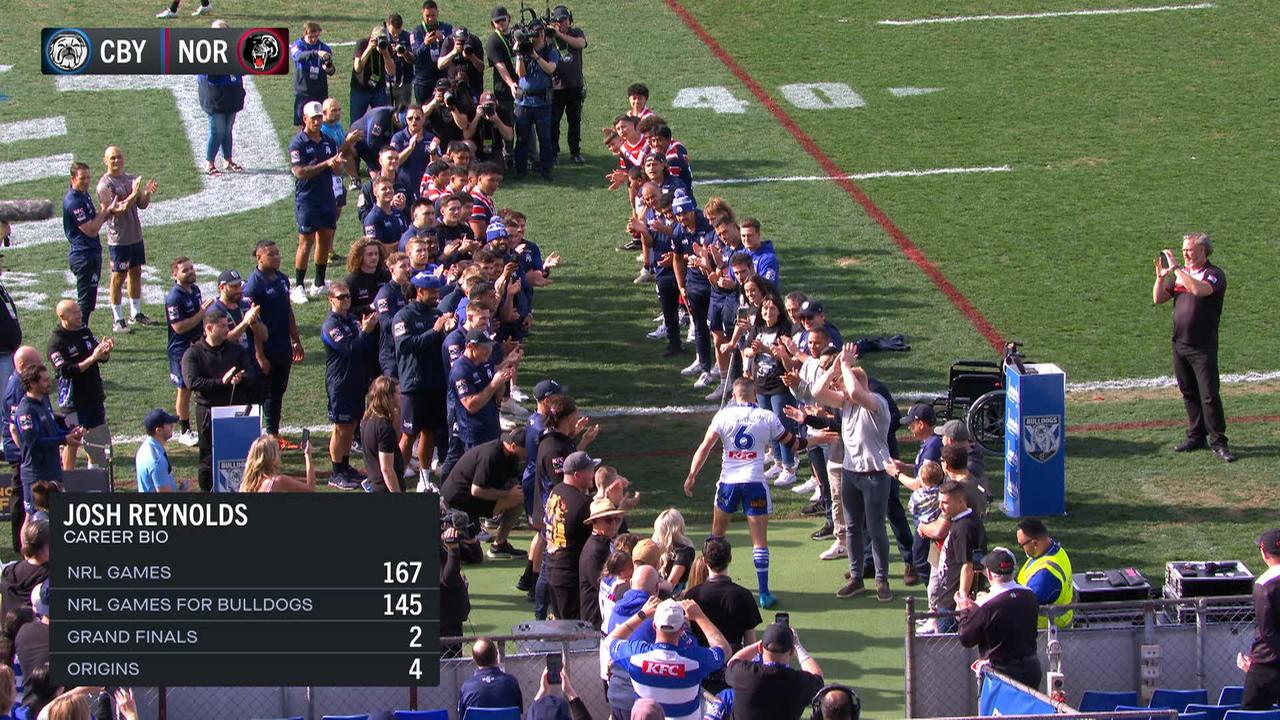 There were emotional scenes as Josh Reynolds farewelled the Bulldogs.