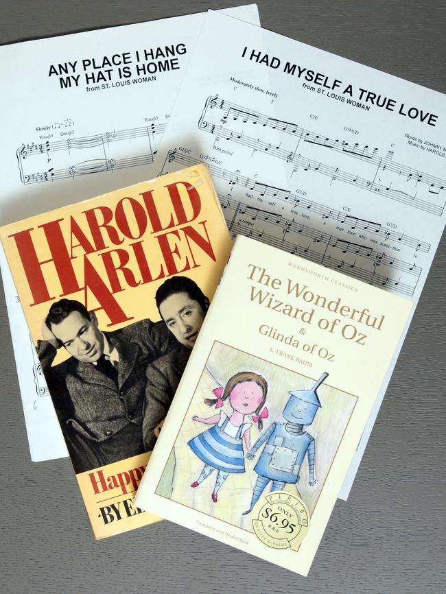 Harold Arlen scores and biographies and my script for The Songs that Got Away: I keep the scripts and scores of every show I do. They’re filled with little notes, comments and memories. The ones I’m immersed in right now are my script for “The Songs that Got Away” — the play I have written featuring the music of Harold Arlen