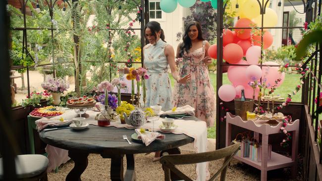 Meghan Markle entertains comedian Mindy Kaling in episode of With Love, Meghan. Picture: Netflix