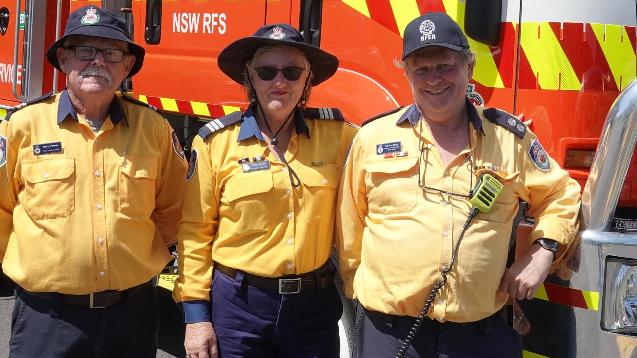 Rural Fire Service members Barry Peterie (Corindi), Chris Bryant (support captain) and Rob Cox (Corindi). Picture: Chris Knight