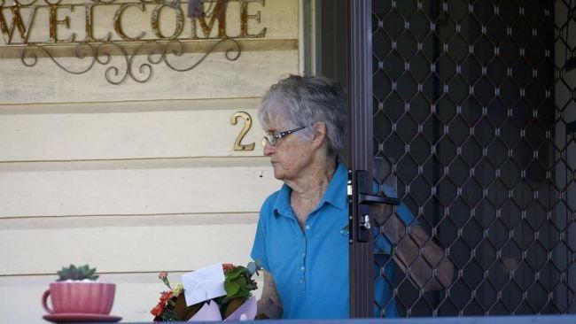 Michele Cauchi, the mother of Joel Cauchi, received some flowers on Monday. Picture: NCA NewsWire/Tertius Pickard