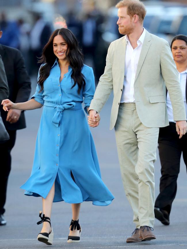 Meghan stepped out in this Virginia Beard blue number. Picture: Chris Jackson/Getty Images