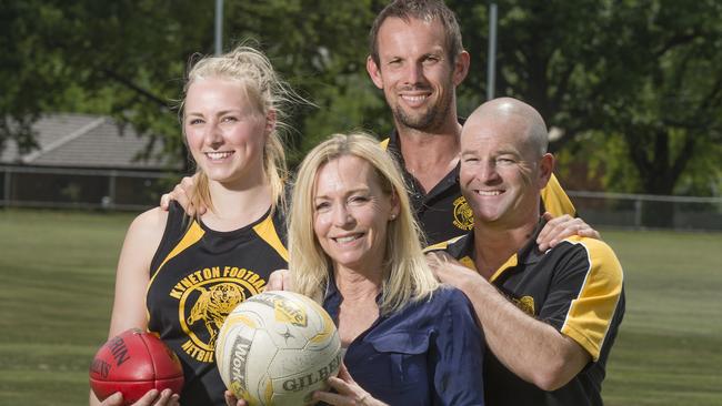 Karen O'Sullivan (front) is the first female president of Kyneton Football Club. Picture: Rob Leeson.