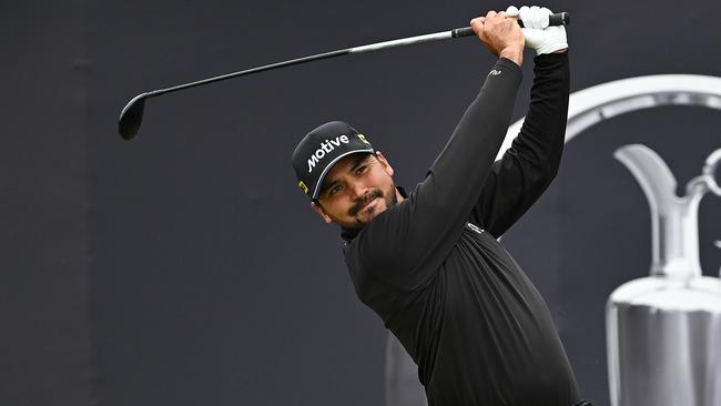 TROON, SCOTLAND - JULY 18: Jason Day of Australia tees off on the first hole on day one of The 152nd Open championship at Royal Troon on July 18, 2024 in Troon, Scotland. (Photo by Stuart Kerr/R&A/R&A via Getty Images)