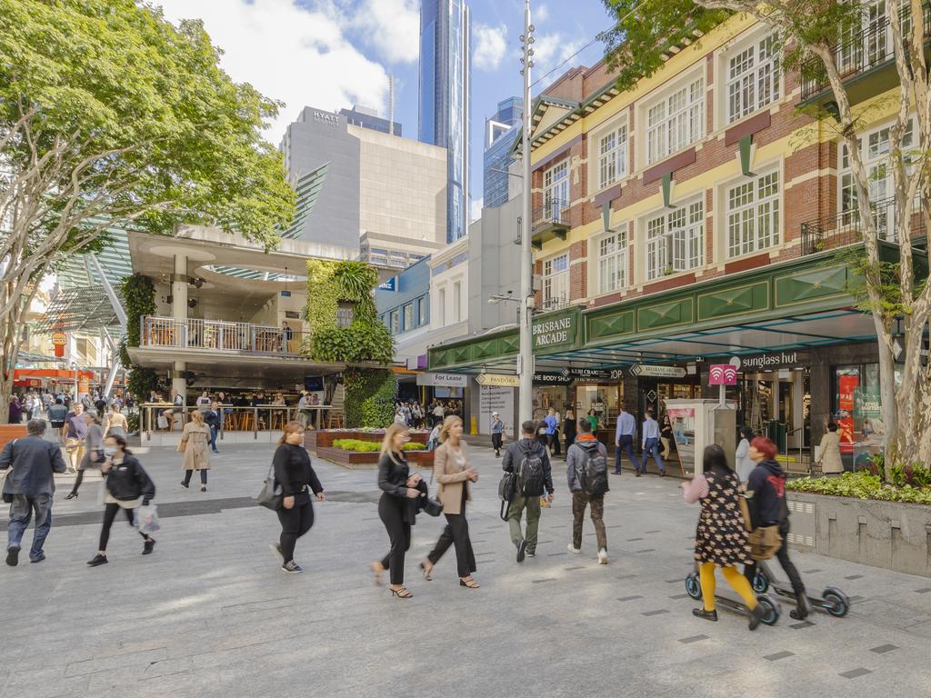 The modern-day Queen Street Mall