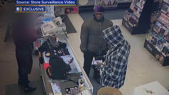 Ola and Abel Osundairo load up at the checkout counter with future evidence before allegedly participating in the ‘attack’ on Jussie Smollett. Picture: CBS