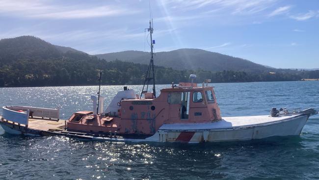 Historic ship MV Goondooloo sinks in the D'Entrecasteaux Channel. Picture: Tasmania Police