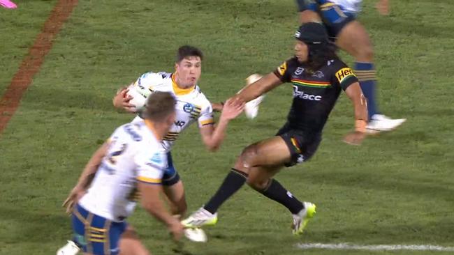 Jarome Luai was living dangerously. Photo: Fox Sports