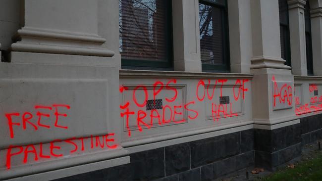 Trades Hall in Carlon after an attack by vandals. Picture: David Crosling